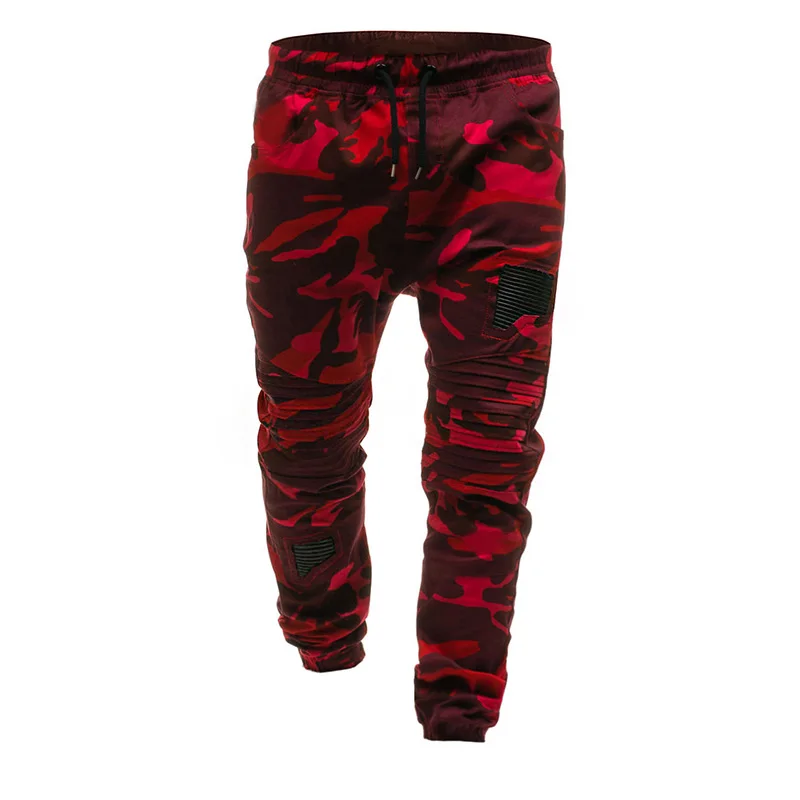 Europe and the United States 2019 foreign trade new pleated rag stitching casual pants tether elastic men's casual pants