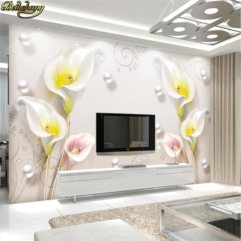 

beibehang Custom papel de parede 3D Calla lily Photo Wallpaper for Wall Painting Pictures Living Room TV Background Wall paper