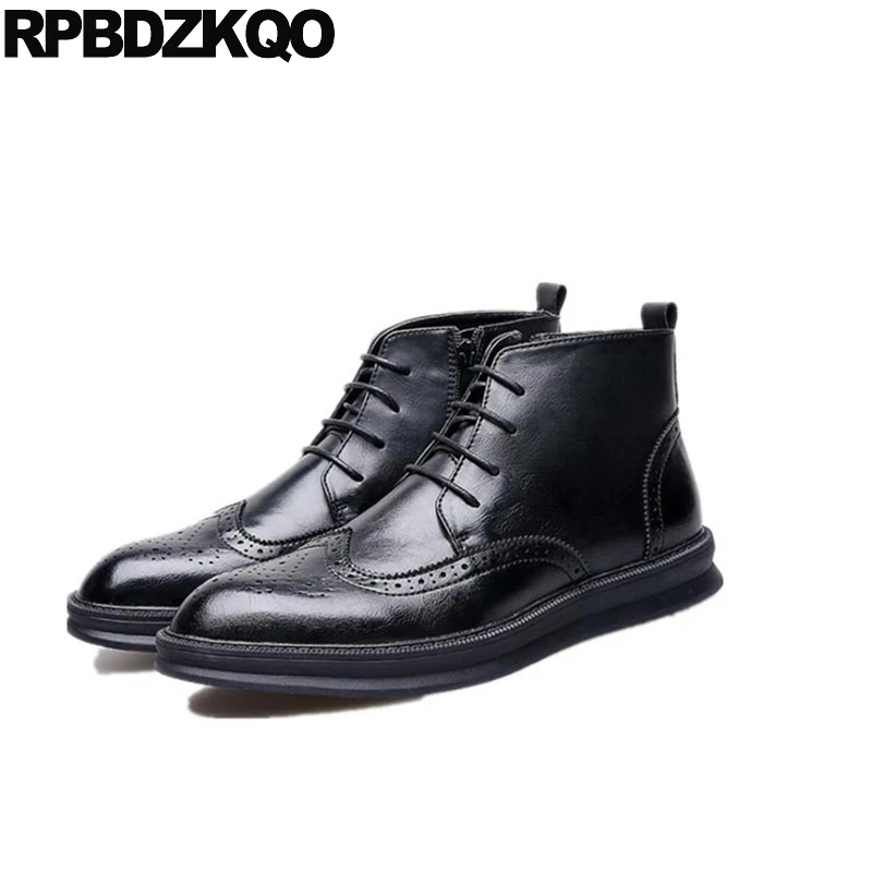 

Lace Up High Top Brogue Waterproof Wedding Booties Men's Shoes Oxford Boots Formal Business Wingtip Slip On Dress Ankle Chelsea