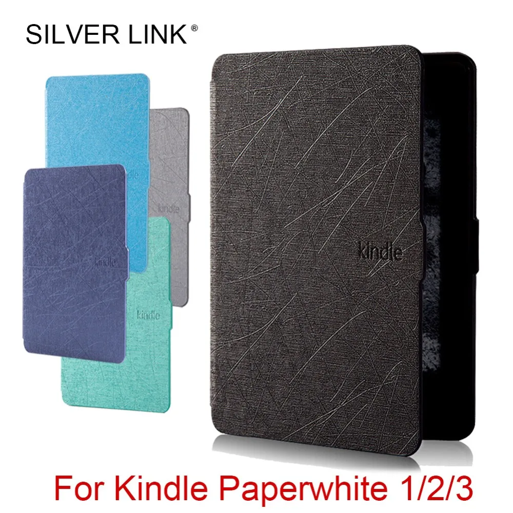 

SILVER LINK Kindle Paperwhite 1/2/3 Case Silk Pattern PU Faux Leather Cover For Kindle Ebook Auto Sleep/Wakeup Shell