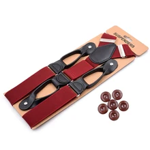 JIERKU пуговицы подтяжки Новые черные кожаные мужские подтяжки Suspensorio модные штаны на отца/мужа подарок 3,5*120 см