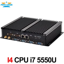 Partaker Fanless Industrial Mini PC i7 4510U i3 i5 Barebone Mini PC i7 Windows 10 ITX Computer 2 LAN 2 HDMI 6 COM 8 USB Nettop