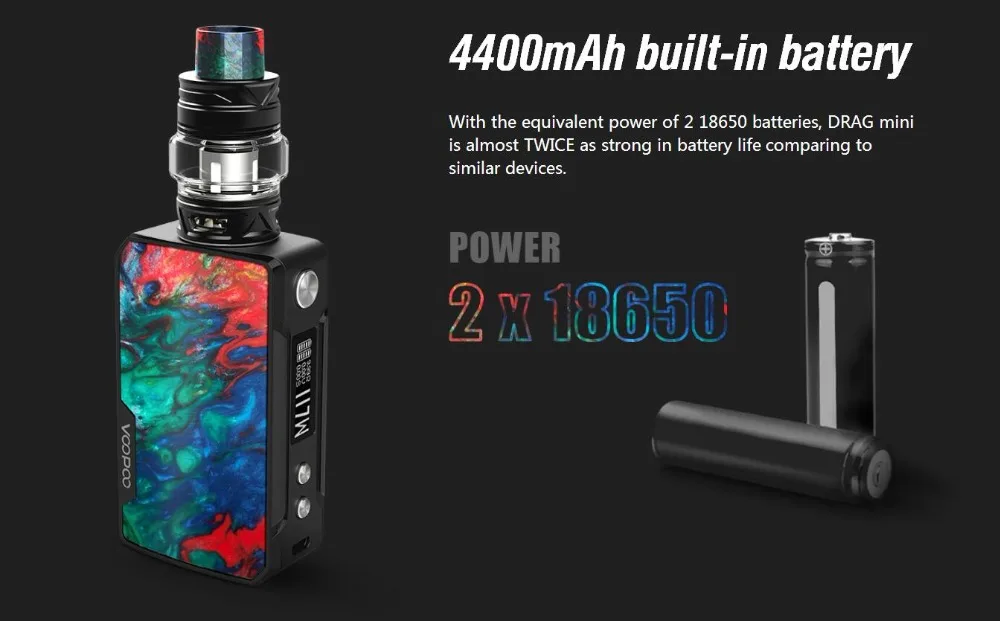 electronic cigarette Voopoo Drag Mini 117W TC Kit 4400mAh Built-in Battery With Uforce T2 SubOhm Tank U2/U3 Vape Vaporizer Kit