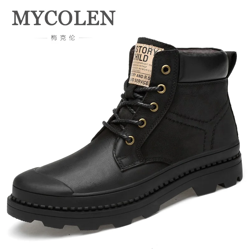 

MYCOLEN Autumn Men Shoes High Top Mens Work Boots Outdoor Leather Ankle Boots For Men Safety Shoes Bota Masculina Size 37-47