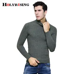 Новая осенне-зимняя одежда мужская водолазка Slim Fit Зимний пуловер мужской однотонный вязаный мужской свитер Holyrising #18101