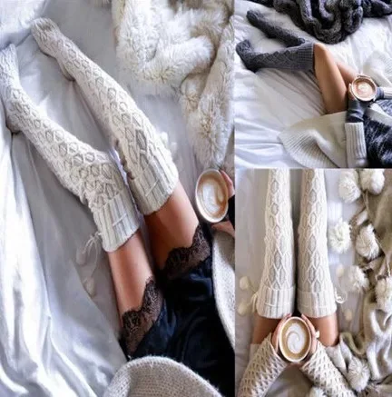 

Euro-American explosive lace pile stockings and woolen stockings across the knee,Fashion and warm,women stockings