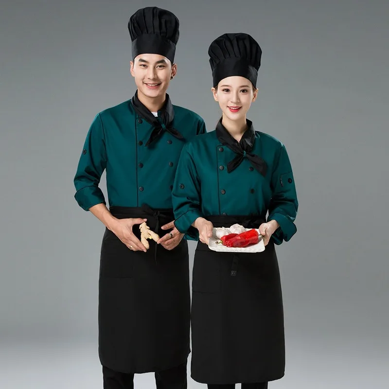 Одежда для шеф-поваров с длинными рукавами Осень и зима одежда мужчины и женщины Отель Ресторан Кухня Шеф-повар комбинезоны