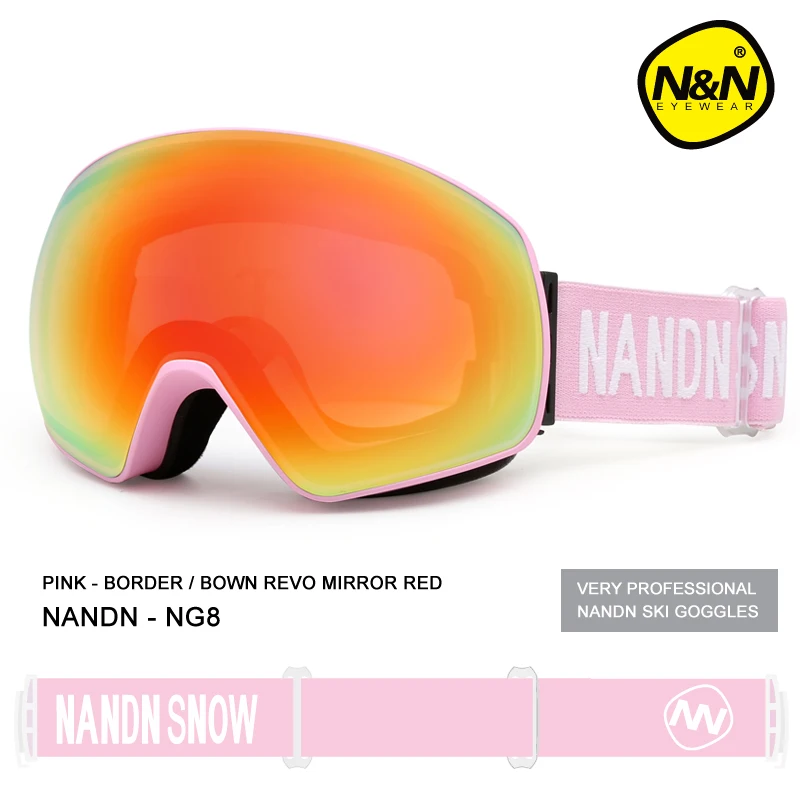 NANDN الثلوج تزلج نظارات مزدوجة طبقات UV400 مكافحة الضباب كبيرة قناع للتزلج نظارات التزلج الرجال النساء الثلوج على الجليد نظارات