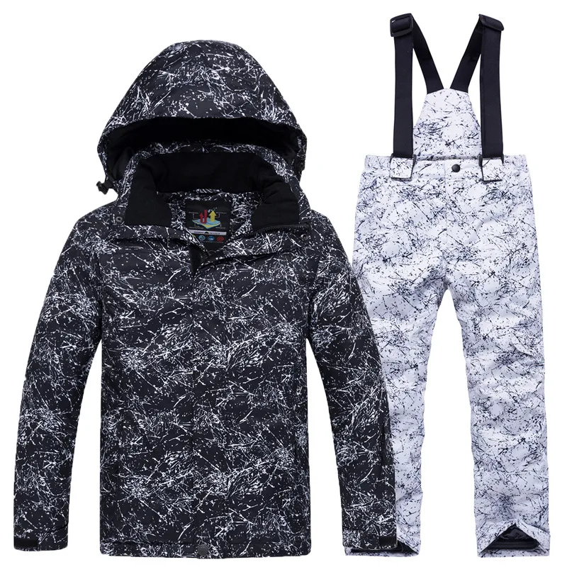 2019 جديد الأطفال سترة الفتيان والفتيات في الهواء الطلق الرياضة للماء الدافئة الشتاء الدعاوى الاطفال نمط التزلج جاكيت وسروال 2 قطعة