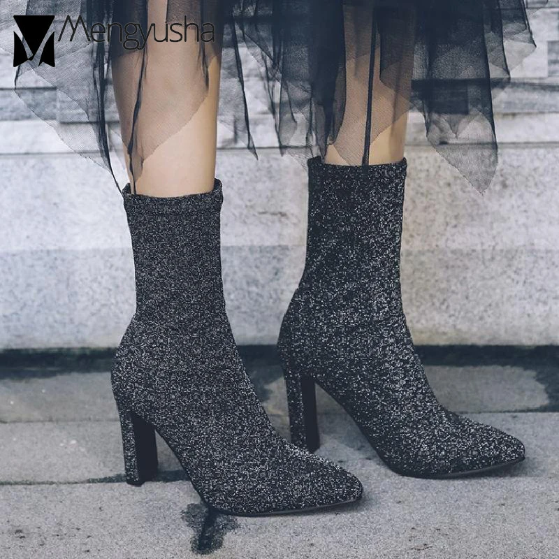 wide calf glitter boots