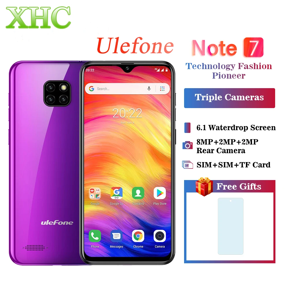 Ulefone Note 7 смартфон с 6 1 дюймовым дисплеем четырёхъядерным процессором MT6580A ОЗУ ГБ