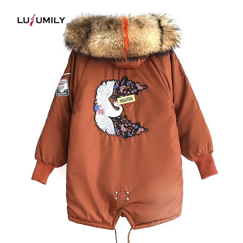 

Lusumily Women Winter Jacket Big Colour Fur Warm Snow Coat Female Long Thick Down Parka Girls Hooded Park 2019 Plus Size Coat