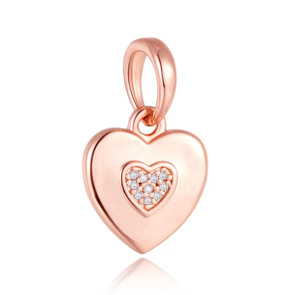 

Pandulaso Signature Heart Crystal Beads Fit DIY Charms Bracelets Rose Golden Beads for Jewelry Making 2018 Silver 925 Jewelry