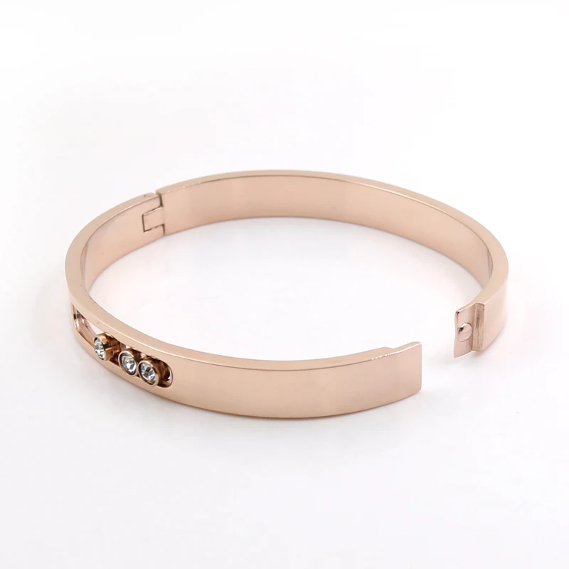 CZ Golden Stainless Steel Woman Bangle Bracelet Crystal Rhinestones Sliding Wedding Party Band Wristband Jewellery Gift bangle bracelet crystal bracelets stainless steel bracelet