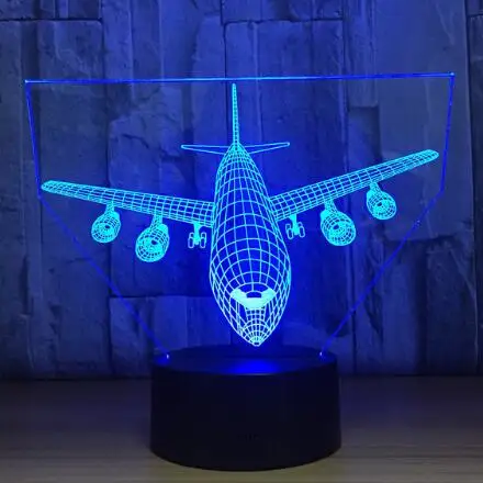 Сенсорный пульт дистанционного управления Воздушный самолет 3D светильник светодиодный Настольный светильник Оптическая иллюзия Лампа Ночной светильник 7 цветов меняющая настроение лампа USB лампа - Испускаемый цвет: Plane 5