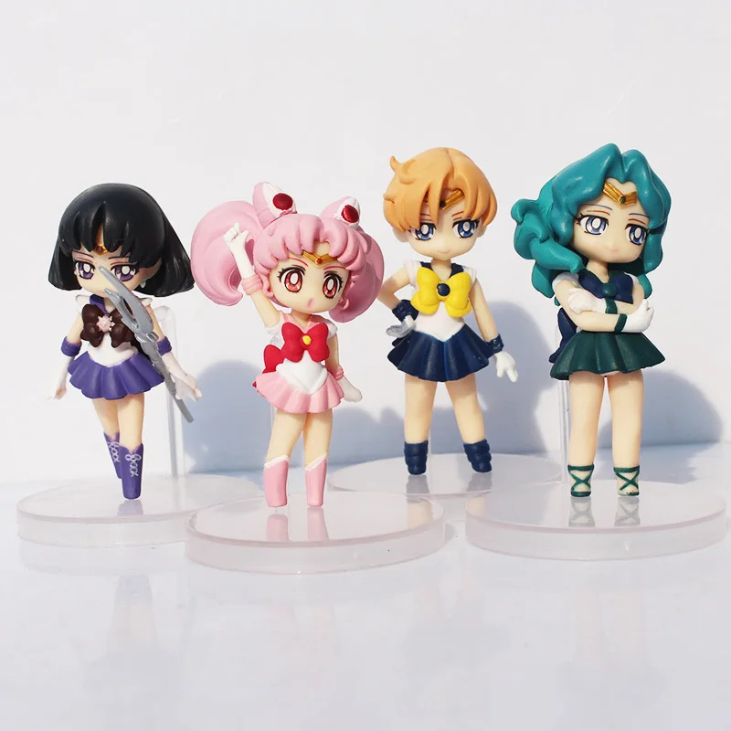 4 шт./компл. аниме Сейлор Мун Tsukino Chibiusa Tenoh Haruka Tomoe Hotaru Kaioh Michiru ПВХ экшн фигурки
