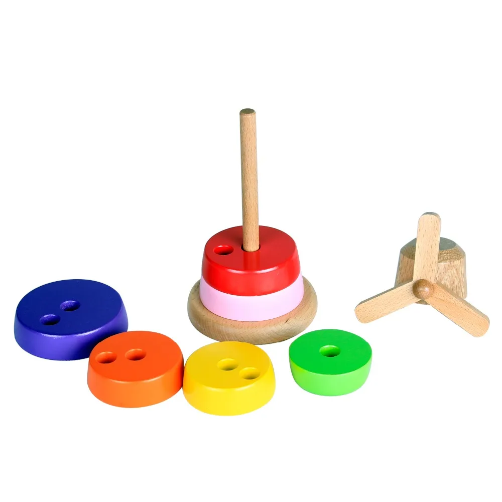 Baby Montessori Materials Wooden Educational Toys For Kids windmill Stack Tower Designer For Children Color Sorters Babies