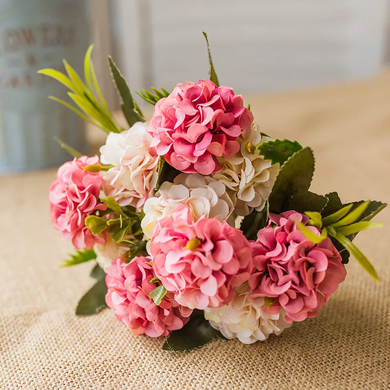 Lucky Wedding Hydrangea Flower Bouquet 10 Heads Silk Artificial Flowers For Home Decoration Arch Party Birthday Decor 10 Colors Lucky Wedding Hydrangea Flower Bouquet 10 Heads Silk Artificial Flowers For Home Decoration Arch Party Birthday Decor 10 Colors
