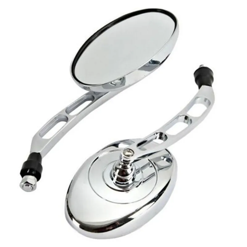 2x Chrome Universal Motorcycle Rearview Mirrors Motorbike Scooter Side