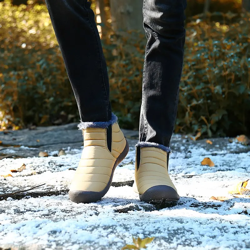 Рождественские Зимние ботинки; Мужская теплая плюшевая обувь; водонепроницаемые зимние ботинки; нескользящие ботильоны; botas; большие размеры; повседневная обувь; zapatos de hombre
