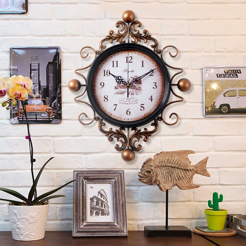 Большие ретро цифровые металлические настенные часы, домашний декор, железные настенные часы, античный стиль, домашние большие подвесные современные дизайнерские часы