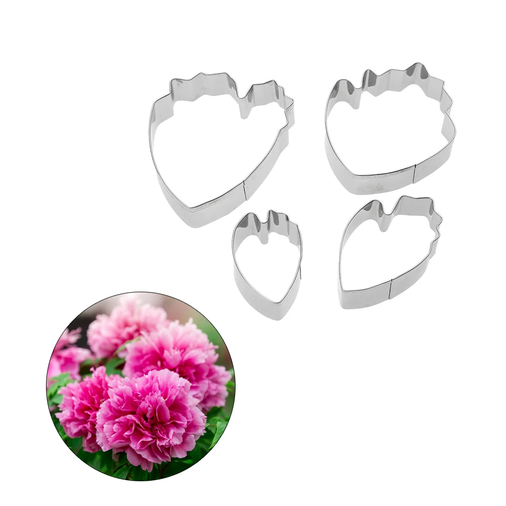 

4pcs/set Peony Flower Petal Fondant Cake Mold Cookie Cutter Cake Decorating Tools Kitchen Accessories Stainless Steel