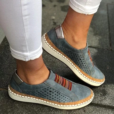 Women Slip-on Mixed Color Loafers Ladies Round Toe Low Top Sneakers Female Platform Casual Shoes Woman Breathable Walking Shoes