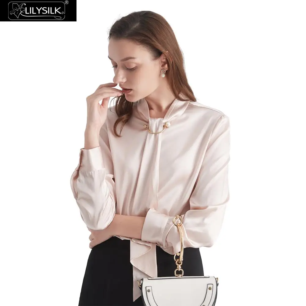 

LilySilk Blouse Feminine Stand Collar Women New Free Shipping