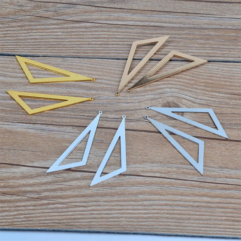 

66.5*19mm 50pcs Copper Material gold color simple hollow triangle blank stamp charm for necklace Pendant for DIY Jewelry making