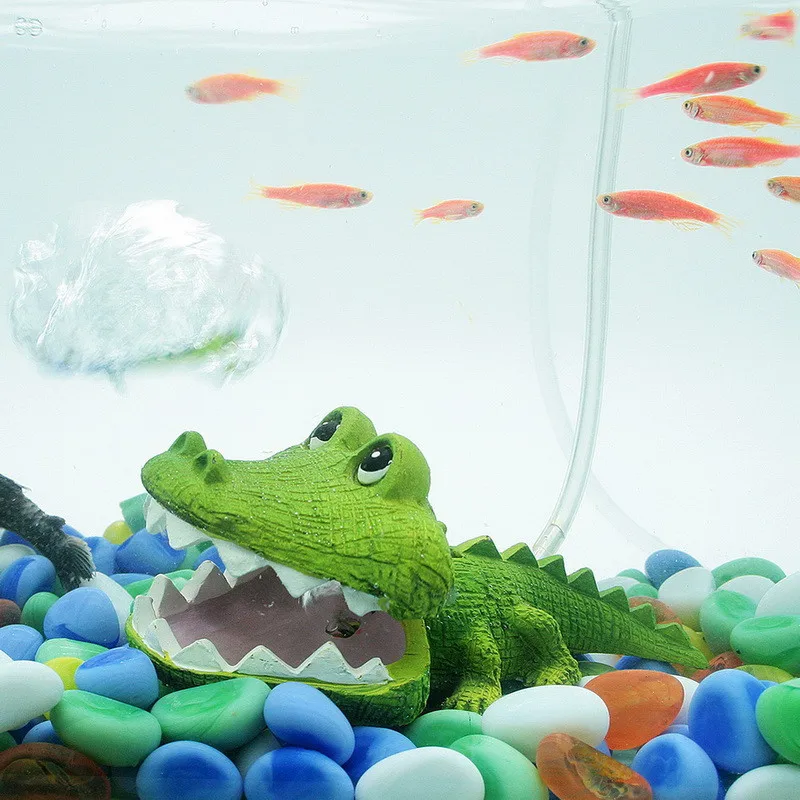 

New Fish Tank Simulation Crocodile Ornaments Air Pump Accessory Aquarium Artificial Decorations