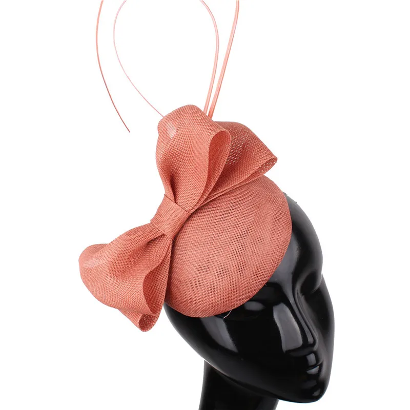 Vintage Dark Peach Fascinator With Ostrich Pole Imitation Sinamay Fascinators Wedding Hair Accessories Occasion Clips Hats |