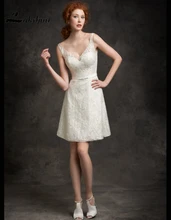 Chic V-neck Lace Short Reception Dresses Beaded A-line Mini Bridal Gowns Custom Made China Bride Dress louisvuigon Custom Made