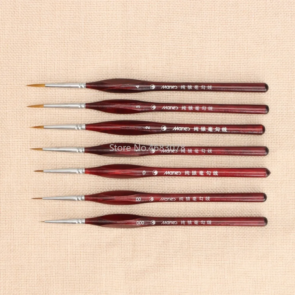 7Pcs Professional Sable Hair Paint Brush Set - Miniature Art Brushes for Drawing Gouache Oil Painting Brush Art Supplies