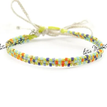 

Lotus mann neon yellow cotton multi-colored beads bracelet seed beads