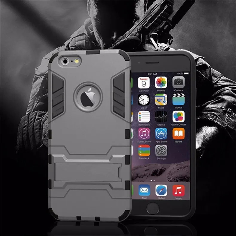 Luxury Stand Armor Phone Holder Case For iPhone 7 8 6 6S Plus X S XS Hybrid TPU+Hard PC ShockProof Back Cover for iphone 5 5S SE