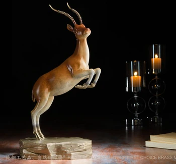 

TOP ART collection -2020 home LIVING ROOM Decor --45 CM LARGE RETRO Tibetan antelope ART bronze statue sculpture Decoration