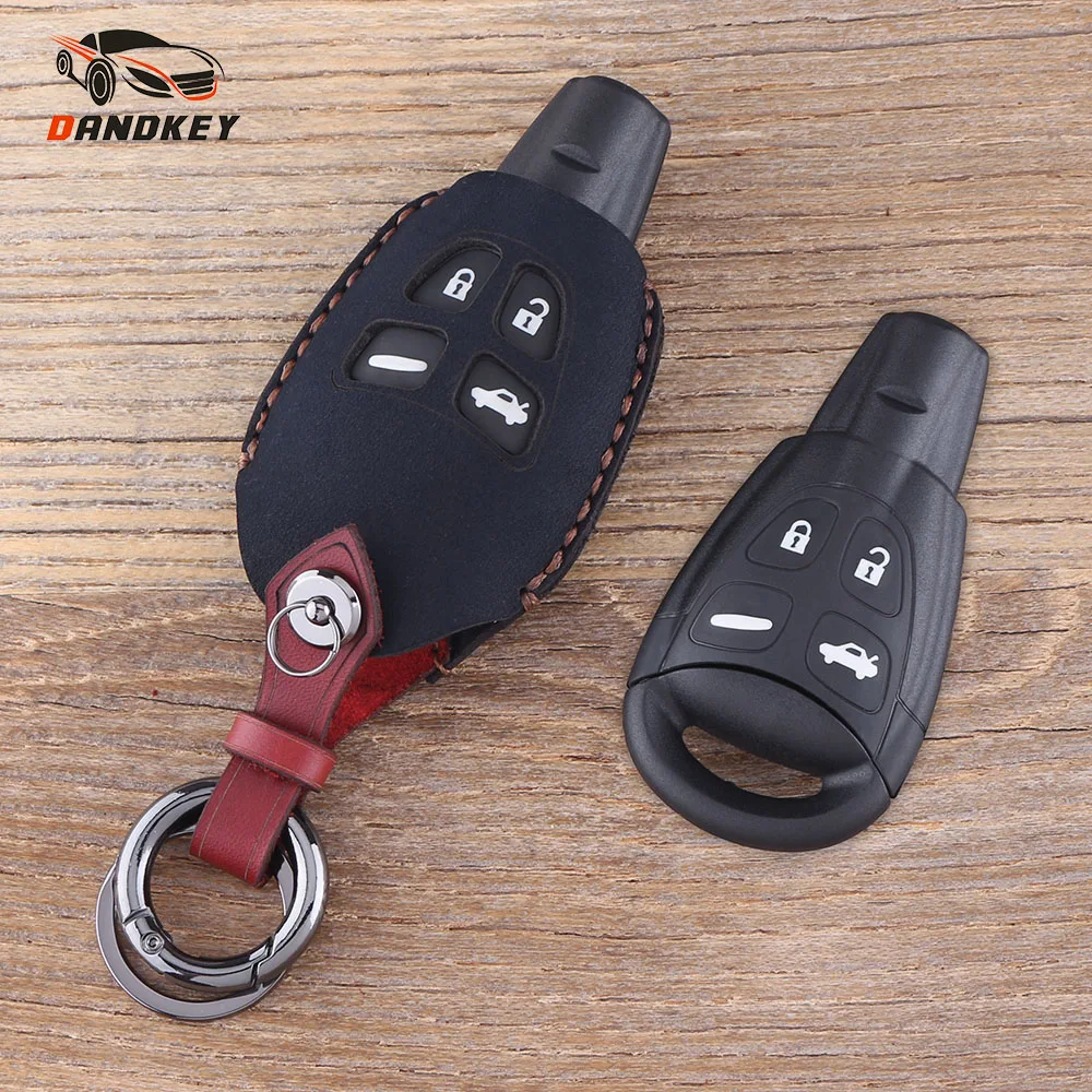 

DANDKEY Genuine Leather Protector Key Case Shell Cover Case For SAAB 9-3 93 2003-2009 Keychain Car Styling 4 Button