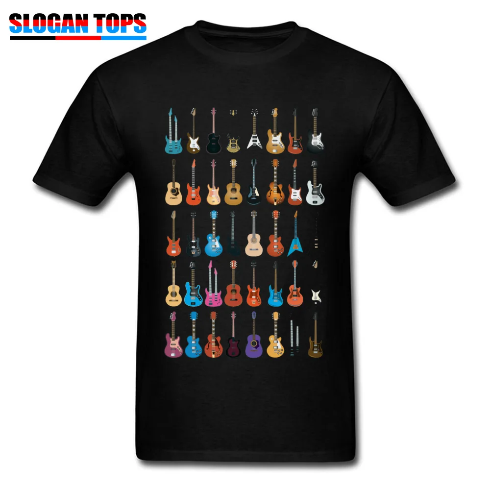 Custom 3D Printed T-shirts 2018 Summer Short Sleeve Round Neck T Shirt Cotton Fabric Men Normal T Shirts Drop Shipping Love Guitar Different Guitars Music Lover Funn black