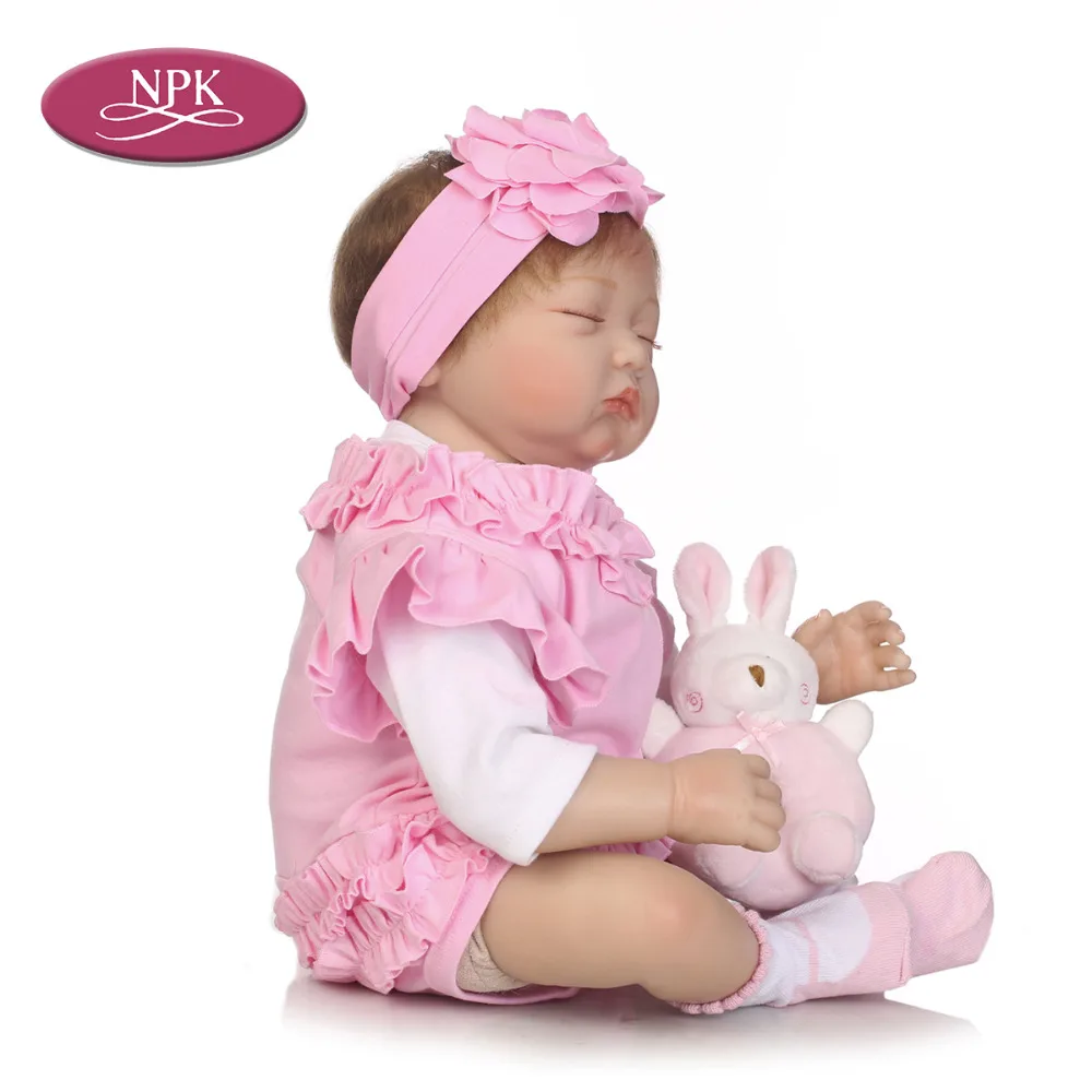 NPK 55CM Soft Silicone Reborn Baby Doll Newborn Girl Realistic Alive Princess Babies Dolls With Basket Toddler Kid Birthday Gift (4)