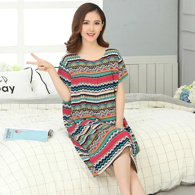 Style 8 Ночная рубашка размера плюс 4XL, женские ночные рубашки, хлопок, короткий рукав, сексуальное ночное белье, vestido, винтажная Пижама, ночная рубашка - Цвет: Style 8