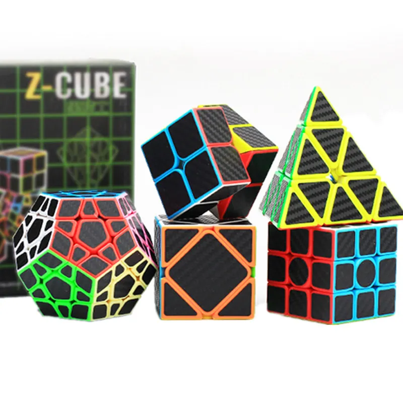 

5pcs/set Colorful Carbon Fiber Sticker Magic Cube Set 3x3x3 Speed Puzzle Triangle Dodecahedron Axis Mirror Cube Kids Toy Gift