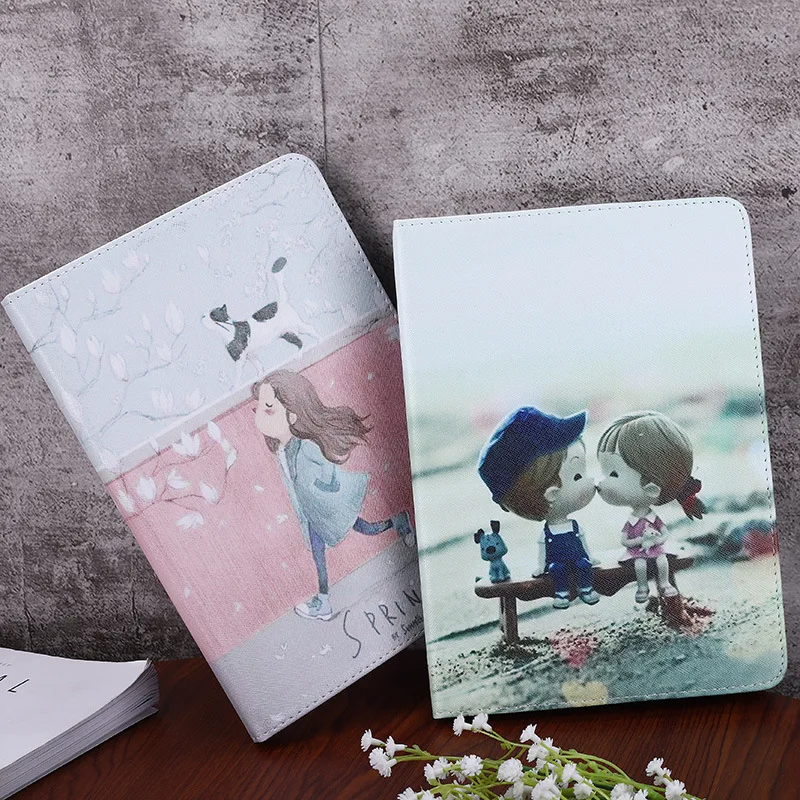 

Smart Wake Leather Case For new iPad 2017/2018, air/air 2, 2/3/4, iPad pro 9.7" Cute Girls Printed Stand Tablet Cover + Gifts