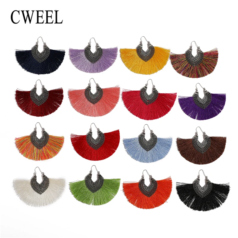 CWEEL Women's Long Tassel Earrings Fringe Earing Fashion Drop Vintage Ethnic Dangle Bohemian Statement Woman 2018 Earring