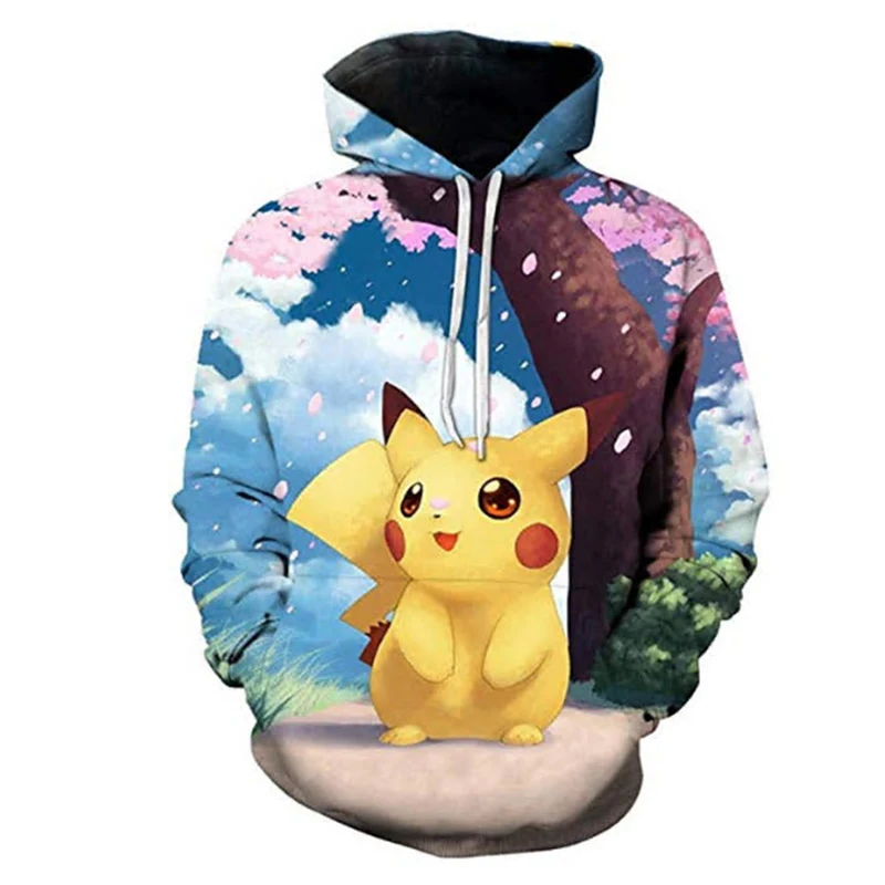 pokemon one piece anime hoodies men 3d printing pikachu