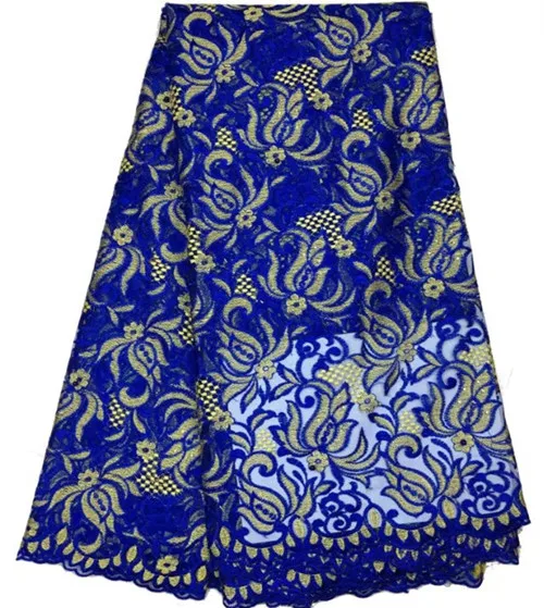 

High Quality Nigerian Wedding Lace 2018 Embroidered Stones Mesh Lace Fabrics blue African Cord Lace Fabric Free Shipping yd-1-1