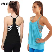 Женский спортивный для бега свободный поддельный жилет из 2 предметов майка без рукавов с открытой спиной для йоги Сексуальная Открытая майка топы Одежда для спортзала фитнеса