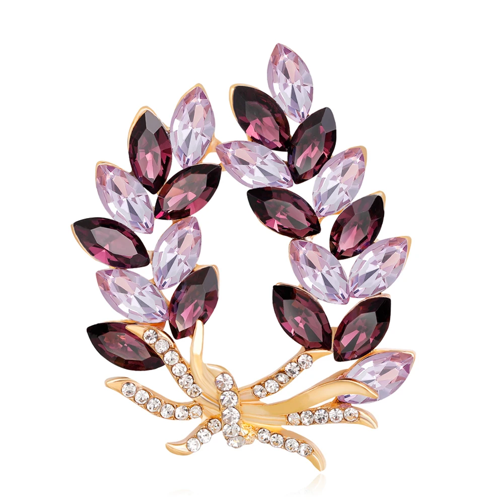 2017 Women's Leaf & Vine Colorful Rhinestone Brooch Pin Breastpin