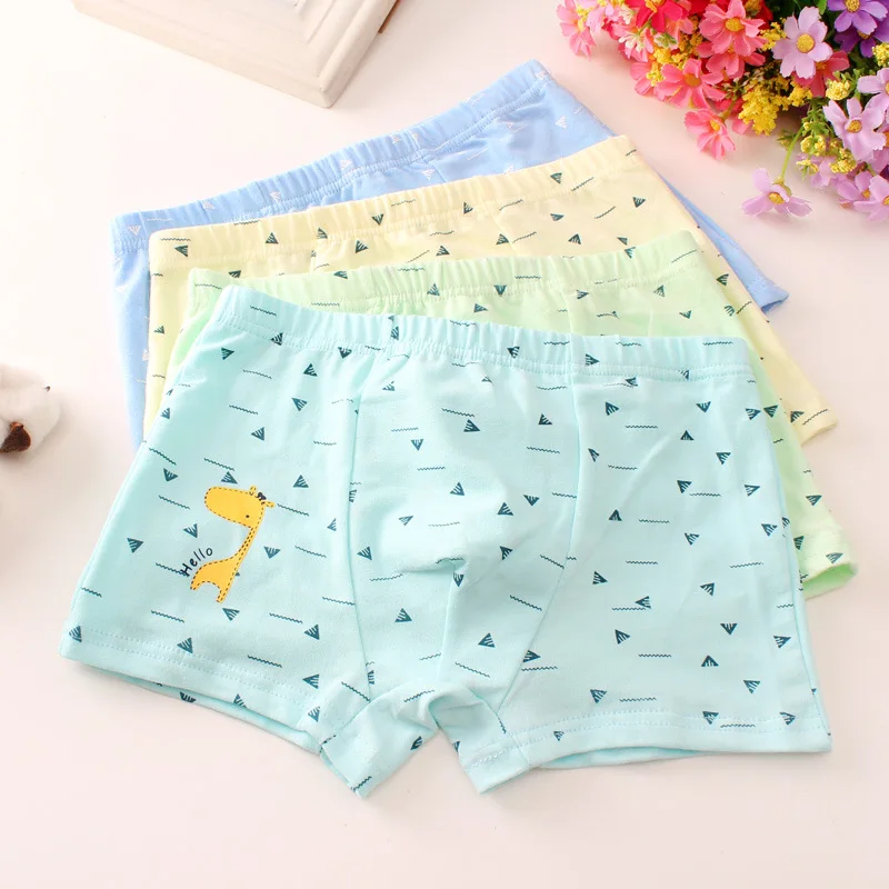 YingGan 4pcs Soft Boys Shorts Panties Organic Cotton Kids Underwear