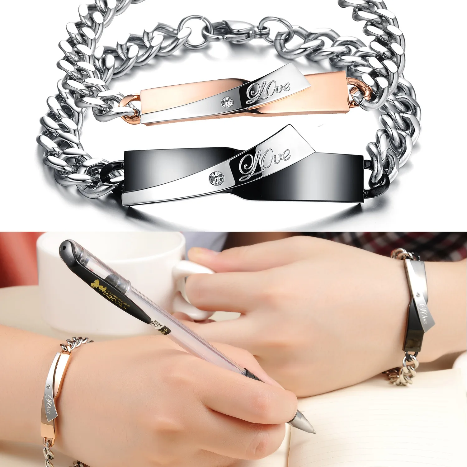 JewelryWe Bracciale da Uomo Donna Amore Amanti Braccialetto Coppia per Lui & Lei LOVE Acciaio Inossidabile San Valentino Regali Coppia Croce Oro Nero Regalo di Natale JewelryWe Bracciale da Uomo Donna Amore Amanti Braccialetto Coppia per Lui & Lei LOVE Acciaio Inossidabile San Valentino Regali Coppia Croce Oro Nero Regalo di Natale