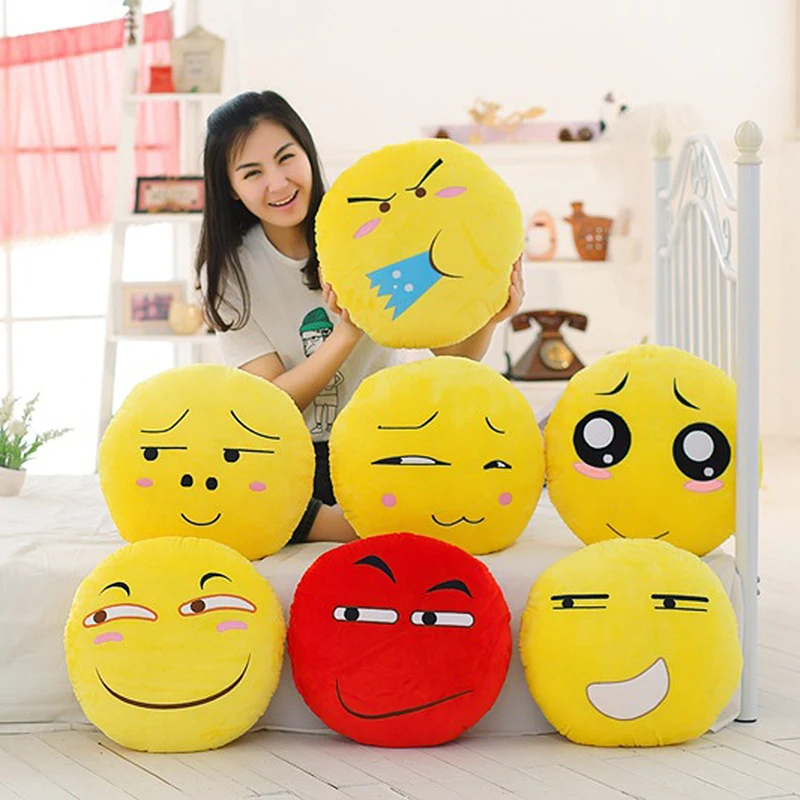 38CM*38CM Round Seat Cushion Decorative Funny Emoji Pillows For Sofa
